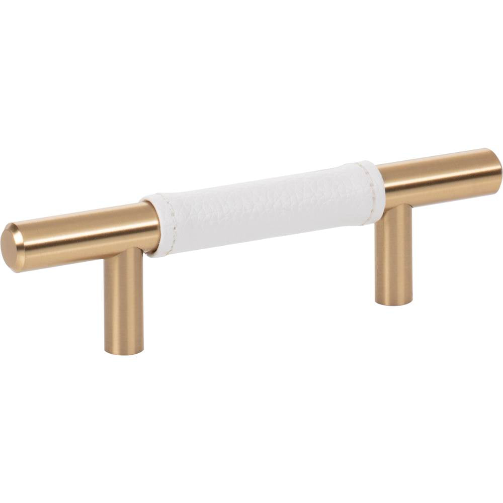 Zanzibar White Leather Pull 3 Inch (c-c) Brushed Nickel