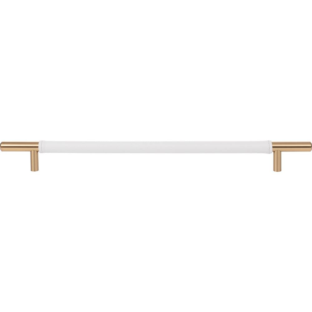 Atlas - Zanzibar White Leather Pull 11 5/16 Inch (c-c) Warm Brass - Warm Brass