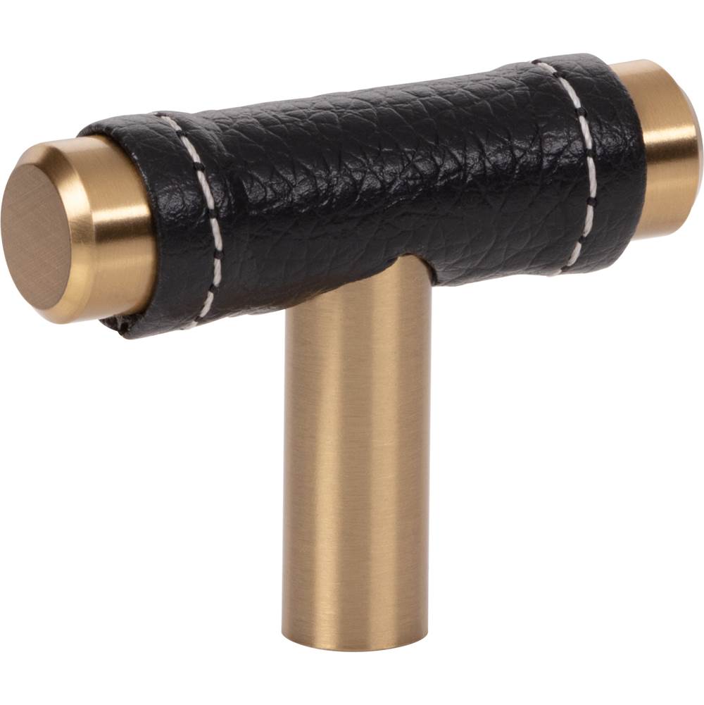 Zanzibar Black Leather Knob 1 7/8 Inch Brushed Nickel