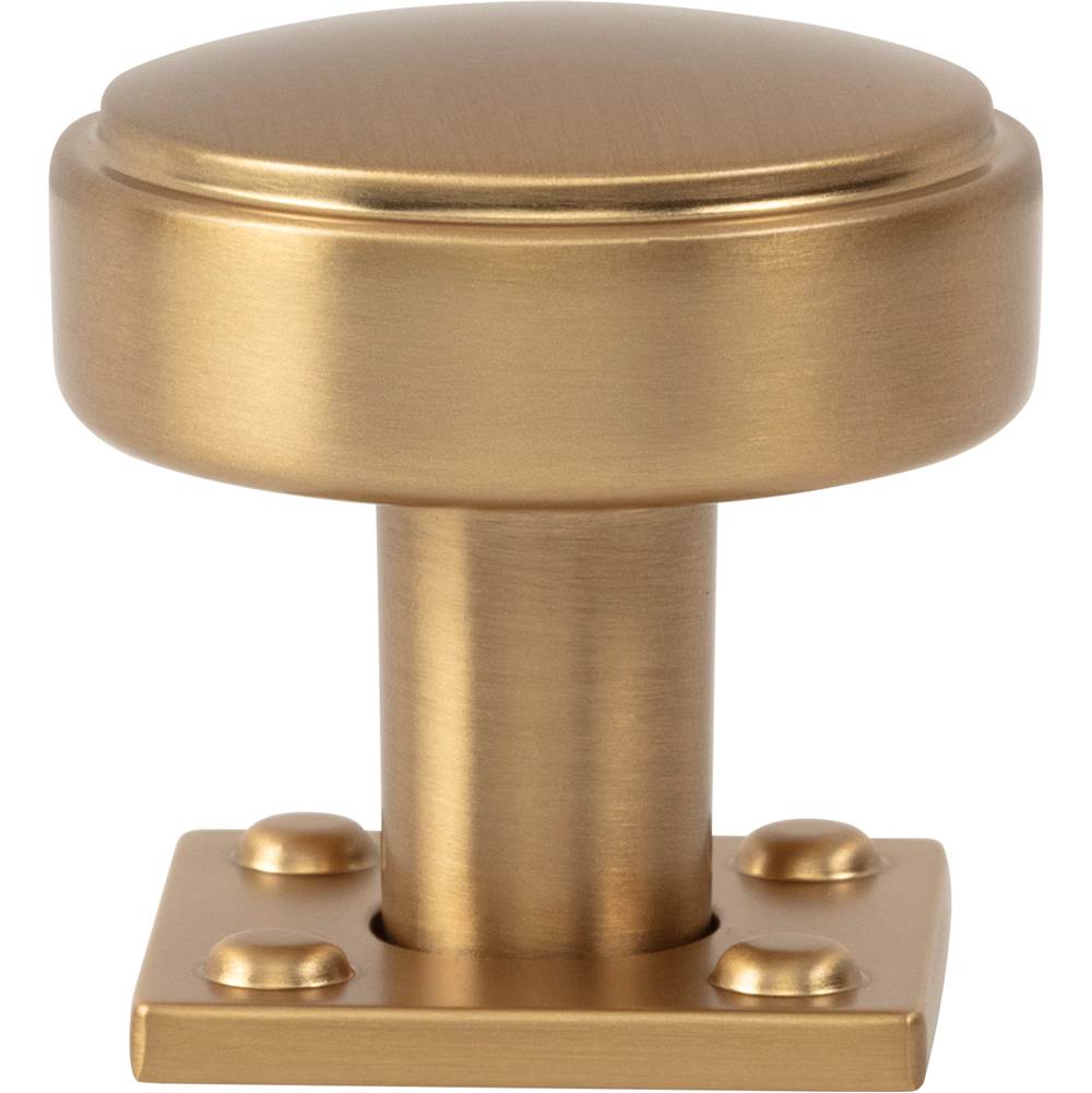 Atlas - Benning Knob With Backplate 1 1/4 Inch (1 Inch Backplate) Warm Brass - Warm Brass