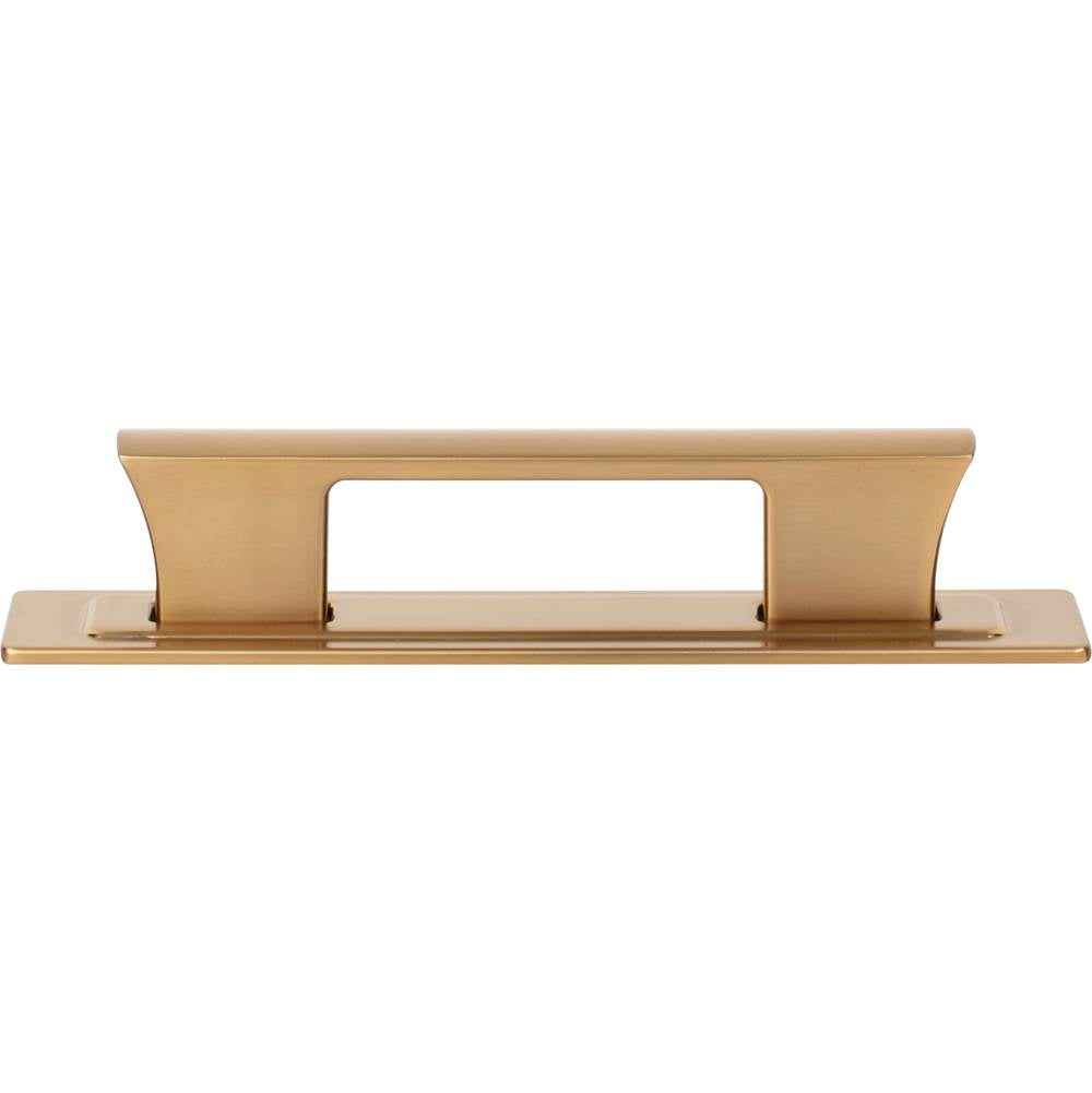 Atlas - Zander Pull and Backplate 3 3/4 Inch (c-c) Warm Brass - Warm Brass