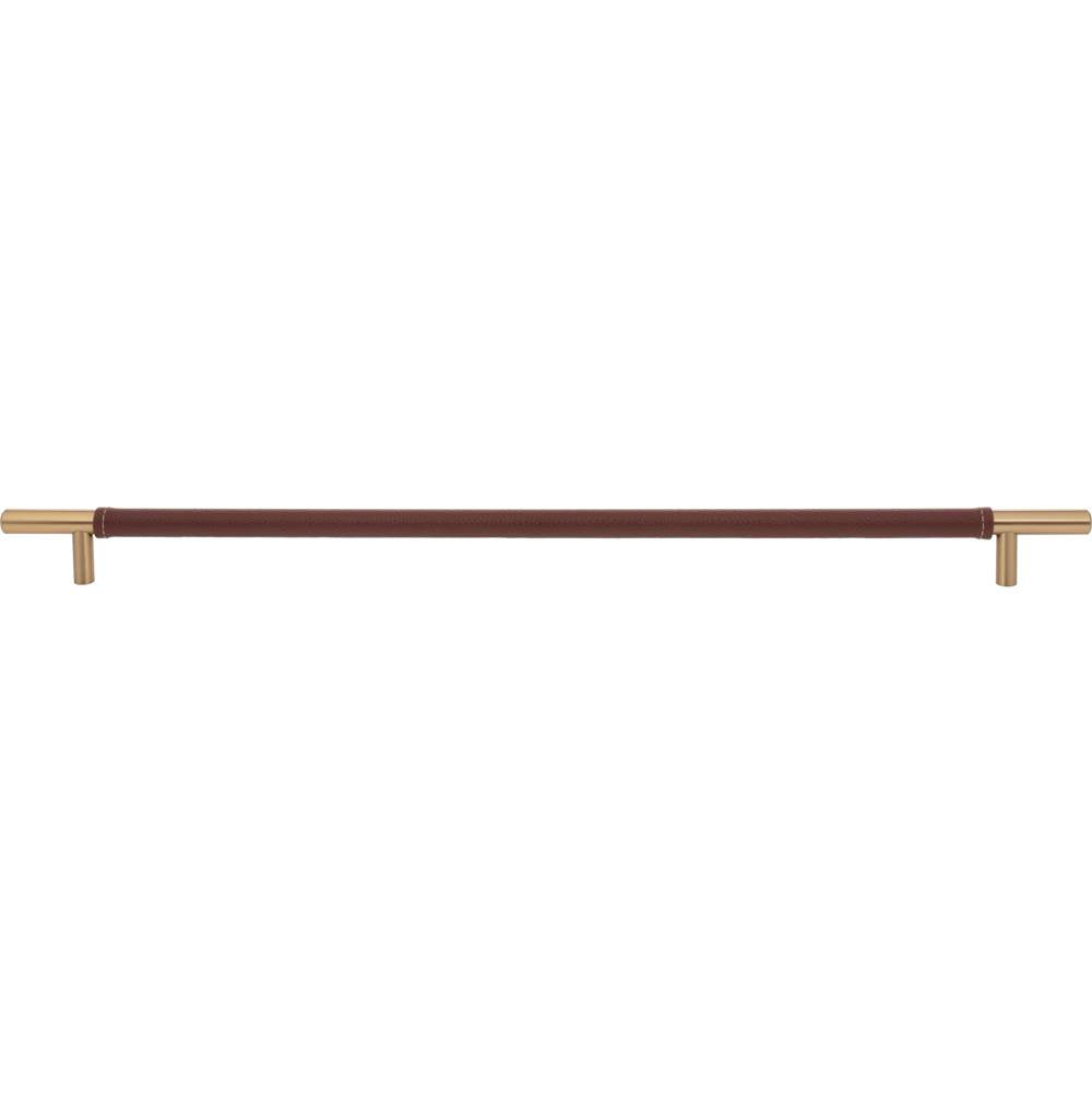 Atlas - Zanzibar Brown Appliance Pull 17 Inch (c-c) Leather Warm Brass - Warm Brass