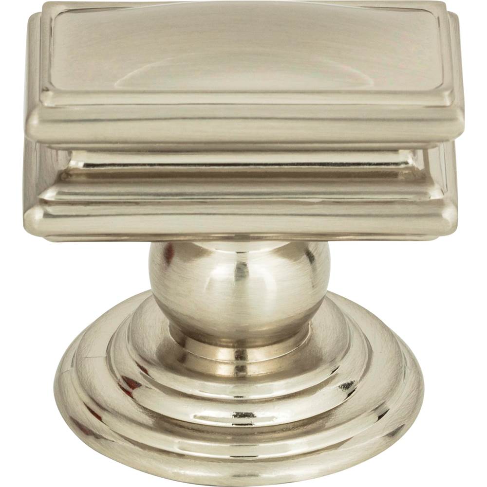 Atlas - Campaign Rectangle Knob 1 1/2 Inch Brushed Nickel - Brushed Nickel