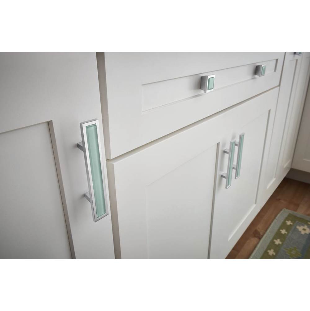 Spa Blue Square Knob 1 3/8 Inch Brushed Nickel
