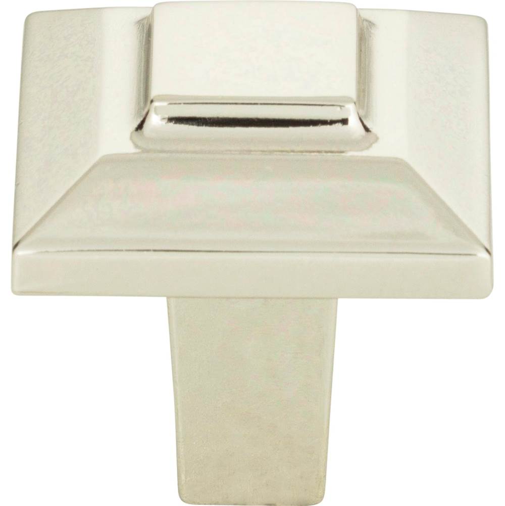 Atlas - Trocadero Small Square Knob 1 Inch Polished Nickel - Polished Nickel