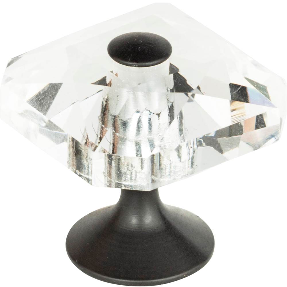 Crystal Large Square Knob 1 1/2 Inch Matte Black