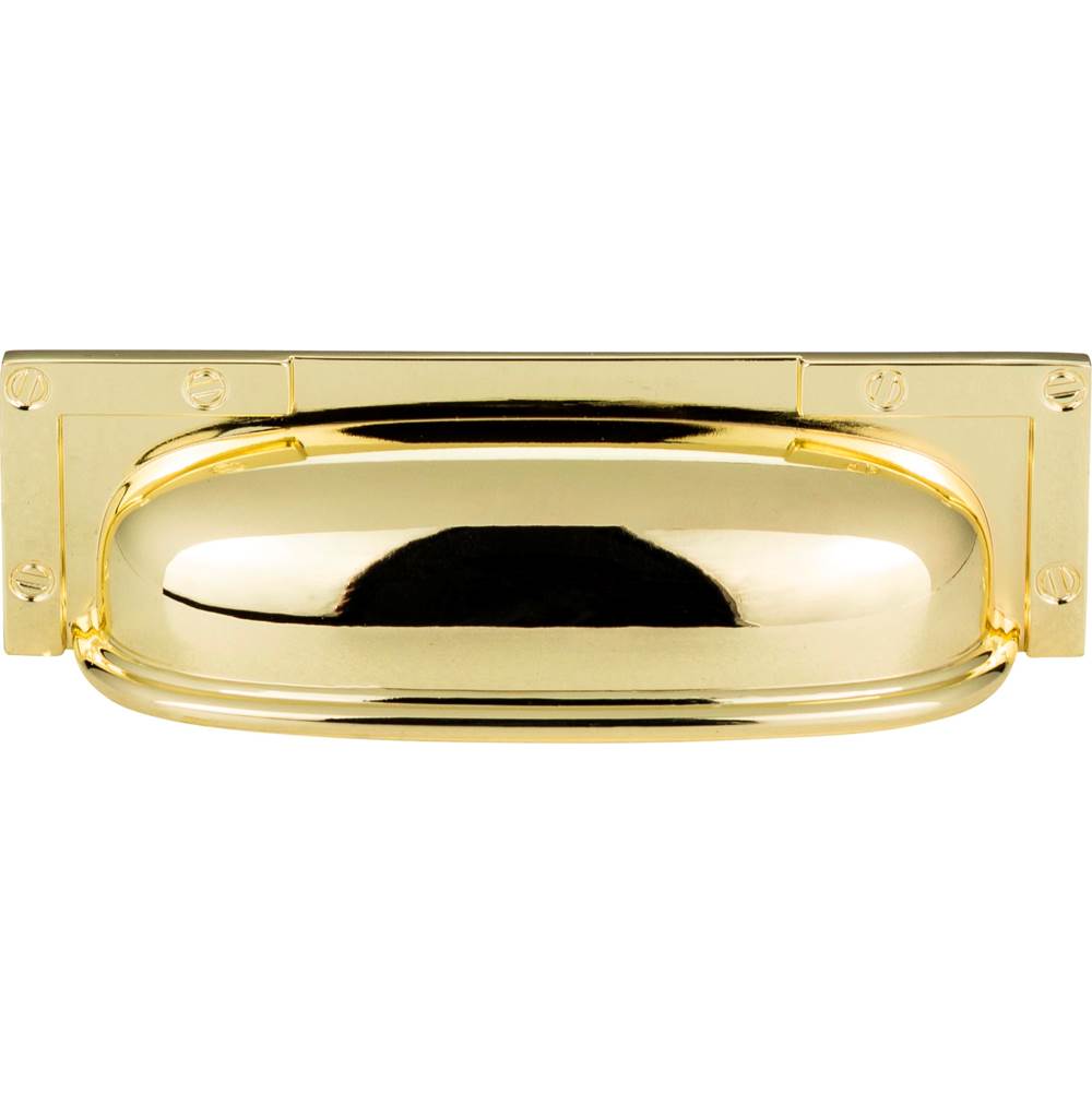 Atlas - Campaign L-Bracket Cup Pull 3 3/4 Inch (c-c) Polished Brass - Polished Brass