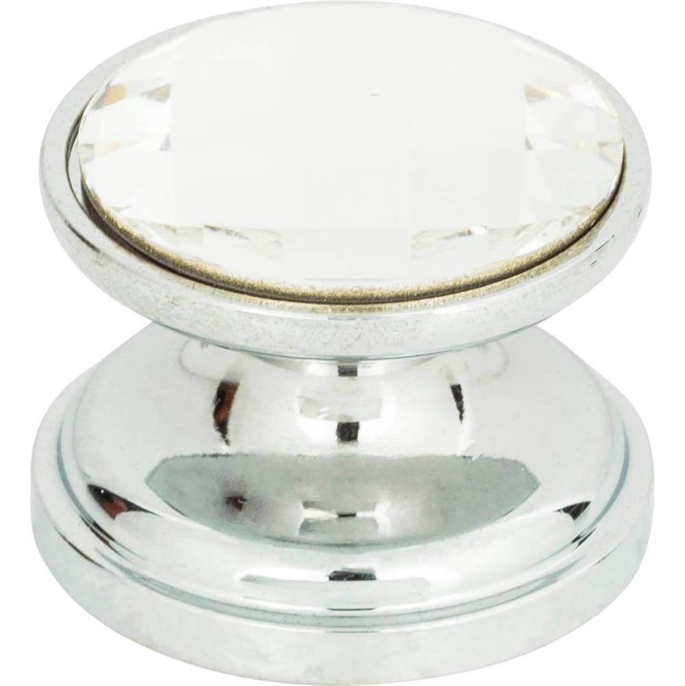 Atlas - Crystal Large Round Knob 7/8 Inch Polished Chrome - Polished Chrome