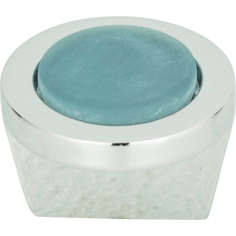 Spa Blue Round Knob 1 1/4 Inch Brushed Nickel