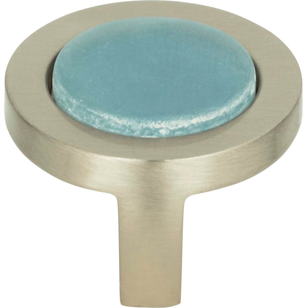 Atlas - Spa Blue Round Knob 1 1/4 Inch Brushed Nickel - Brushed Nickel