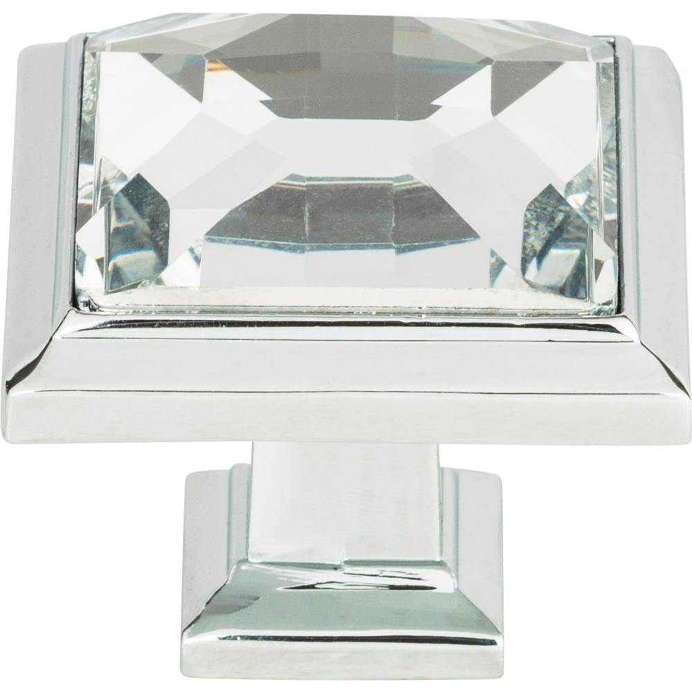 Atlas - Legacy Crystal Square Knob 1 5/16 Inch Polished Chrome - Polished Chrome