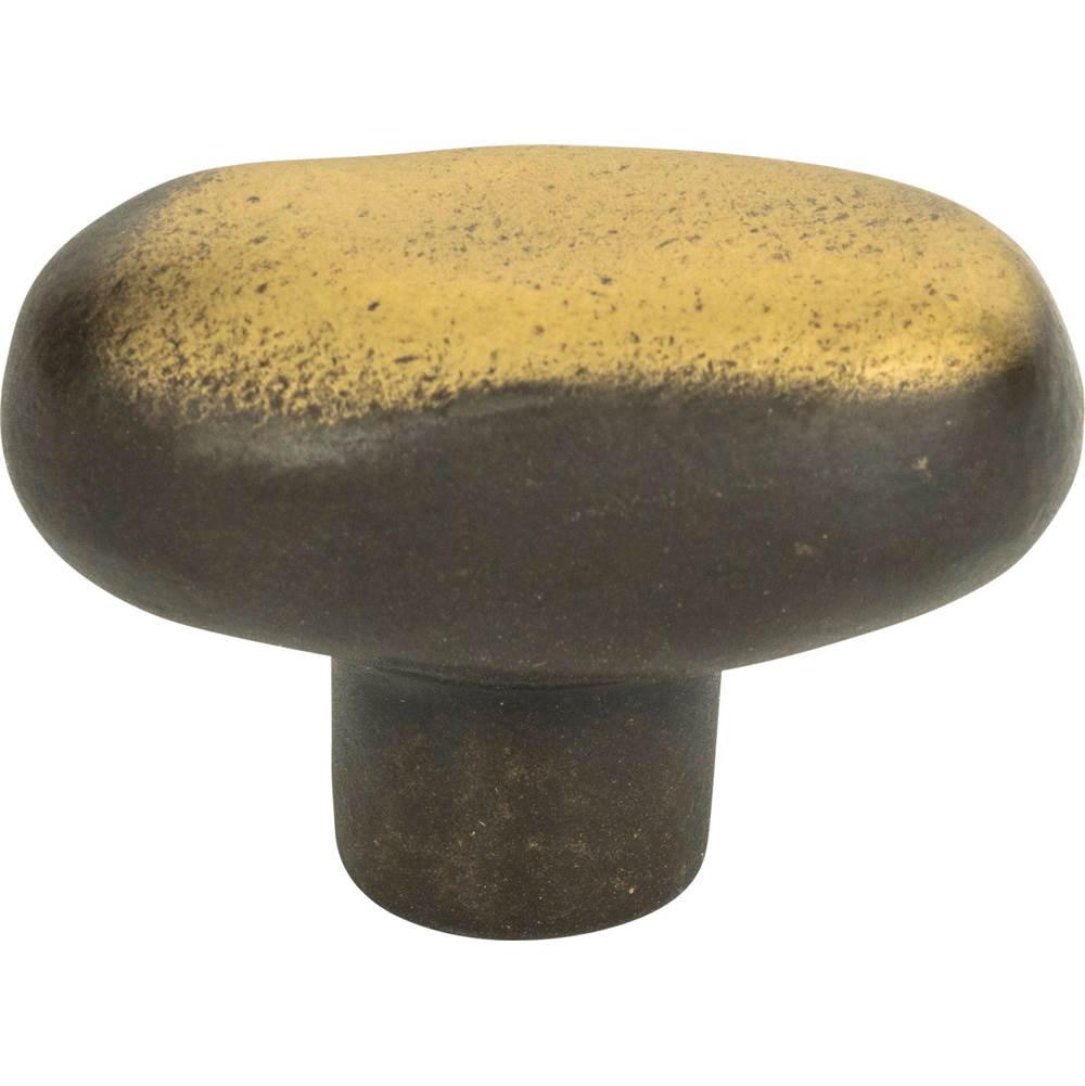 Atlas - Distressed Oval Knob 1 11/16 Inch Antique Bronze - Antique Bronze
