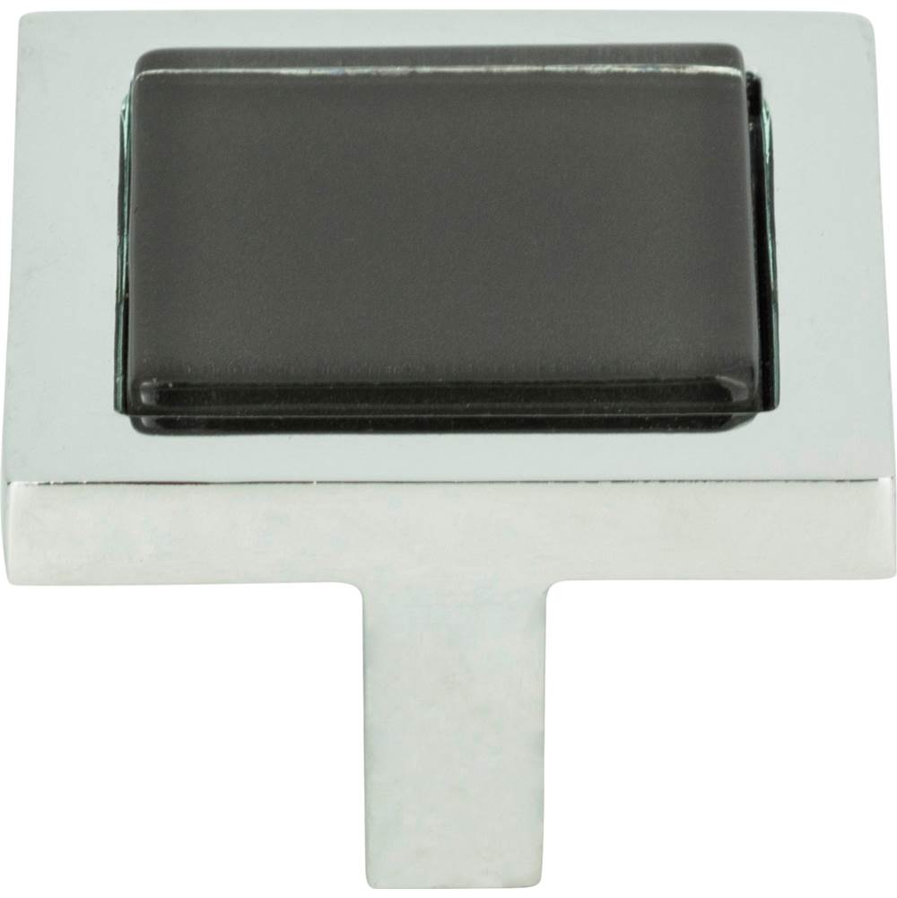 Atlas - Spa Black Square Knob 1 3/8 Inch Polished Chrome - Polished Chrome