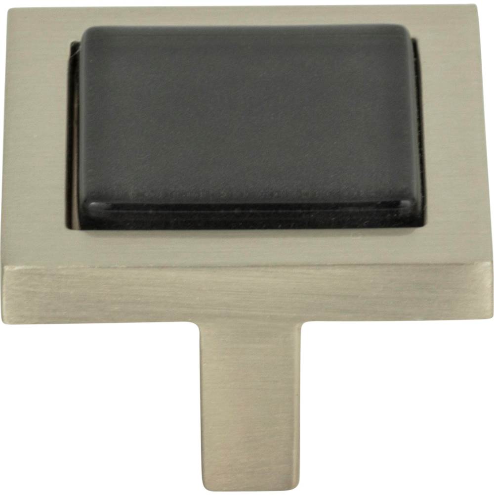 Atlas - Spa Black Square Knob 1 3/8 Inch Brushed Nickel - Brushed Nickel