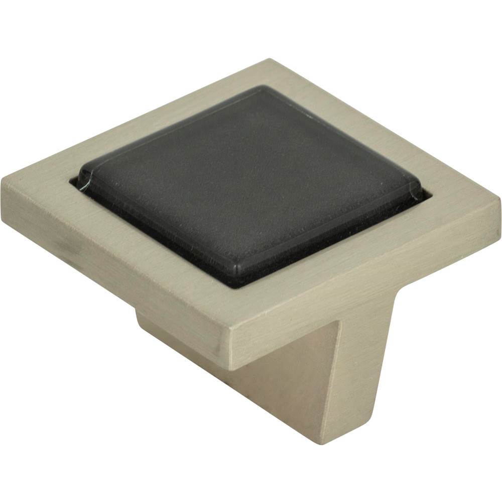 Spa Black Square Knob 1 3/8 Inch Brushed Nickel