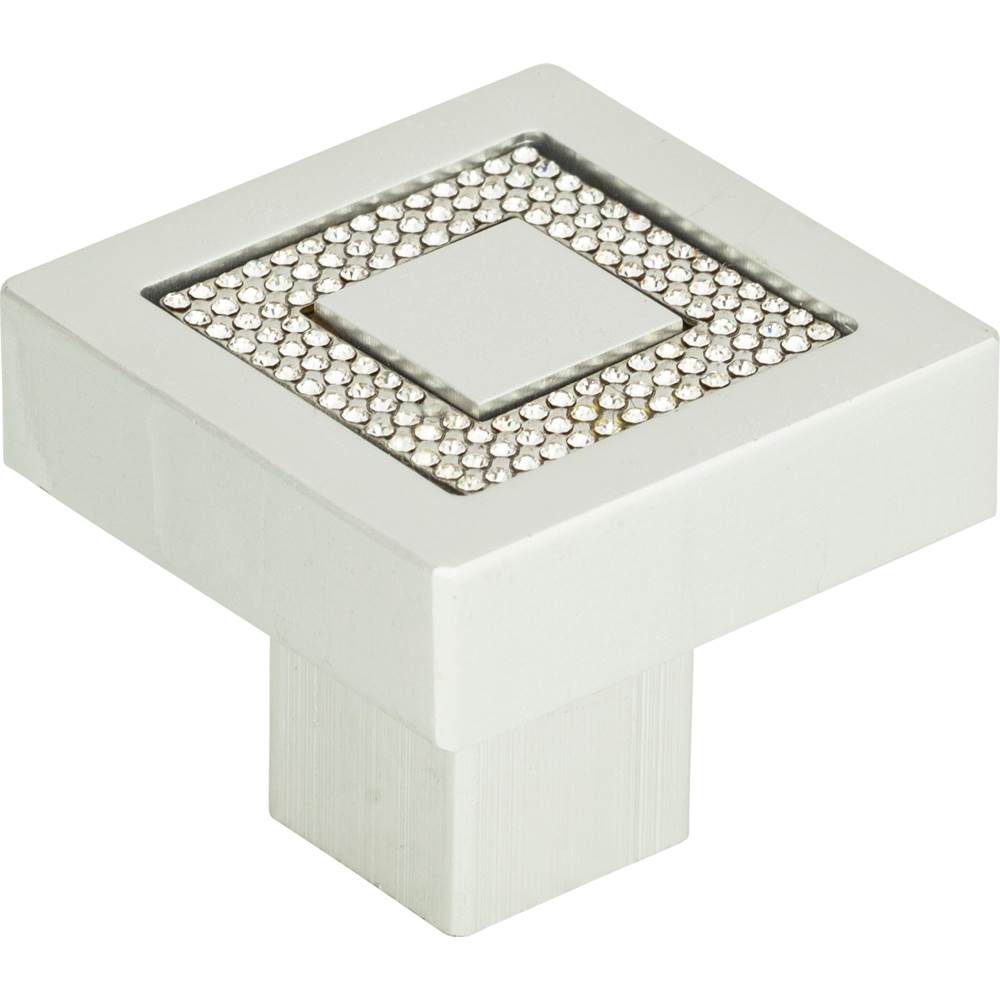 Crystal Square Inset Knob 1 3/8 Inch Matte Chrome
