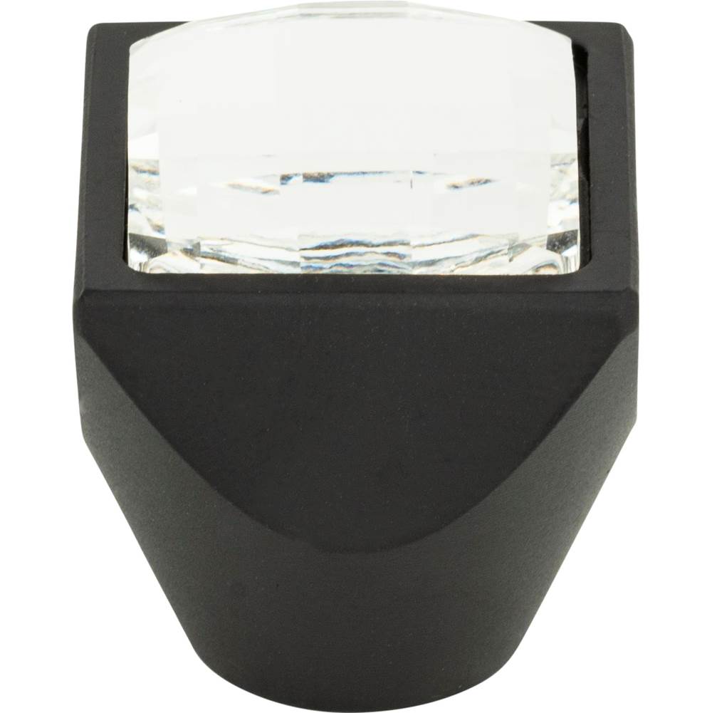 Atlas - Crystal Large Square Knob 1 Inch Matte Black - Matte Black