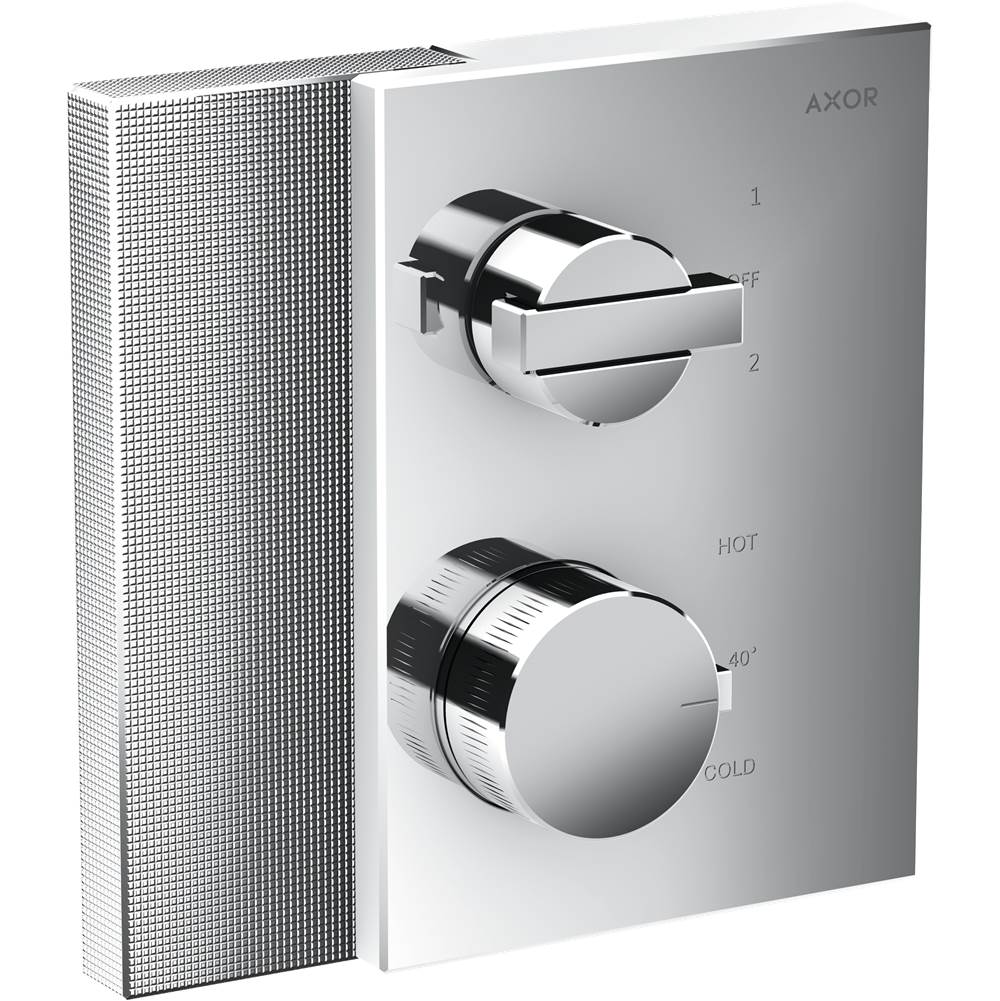 Axor - AXOR Edge Thermostatic Trim with Volume Control and Diverter - Diamond Cut in Chrome - Chrome