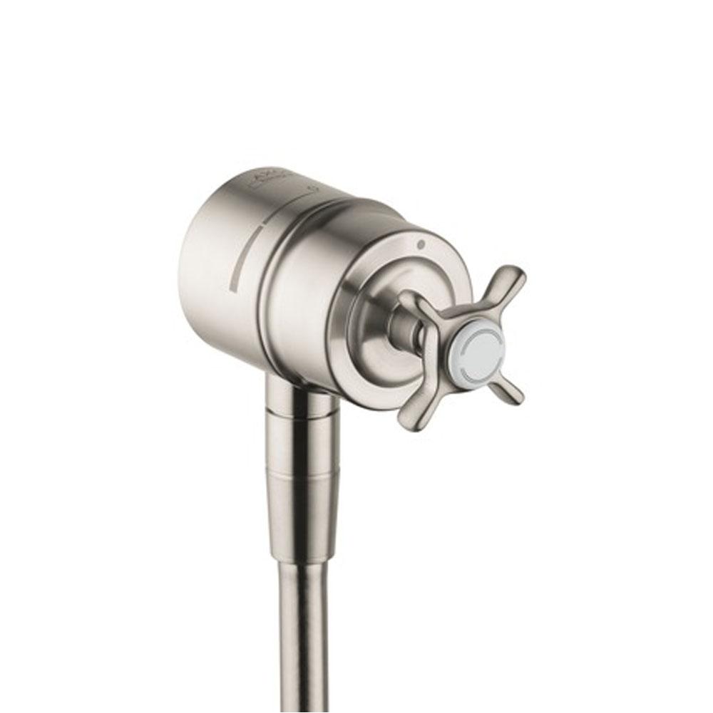 Axor - AXOR Montreux Wall Outlet with Check Valves and Volume Control, Cross Handle in Brushed Nickel - Brushed Nickel