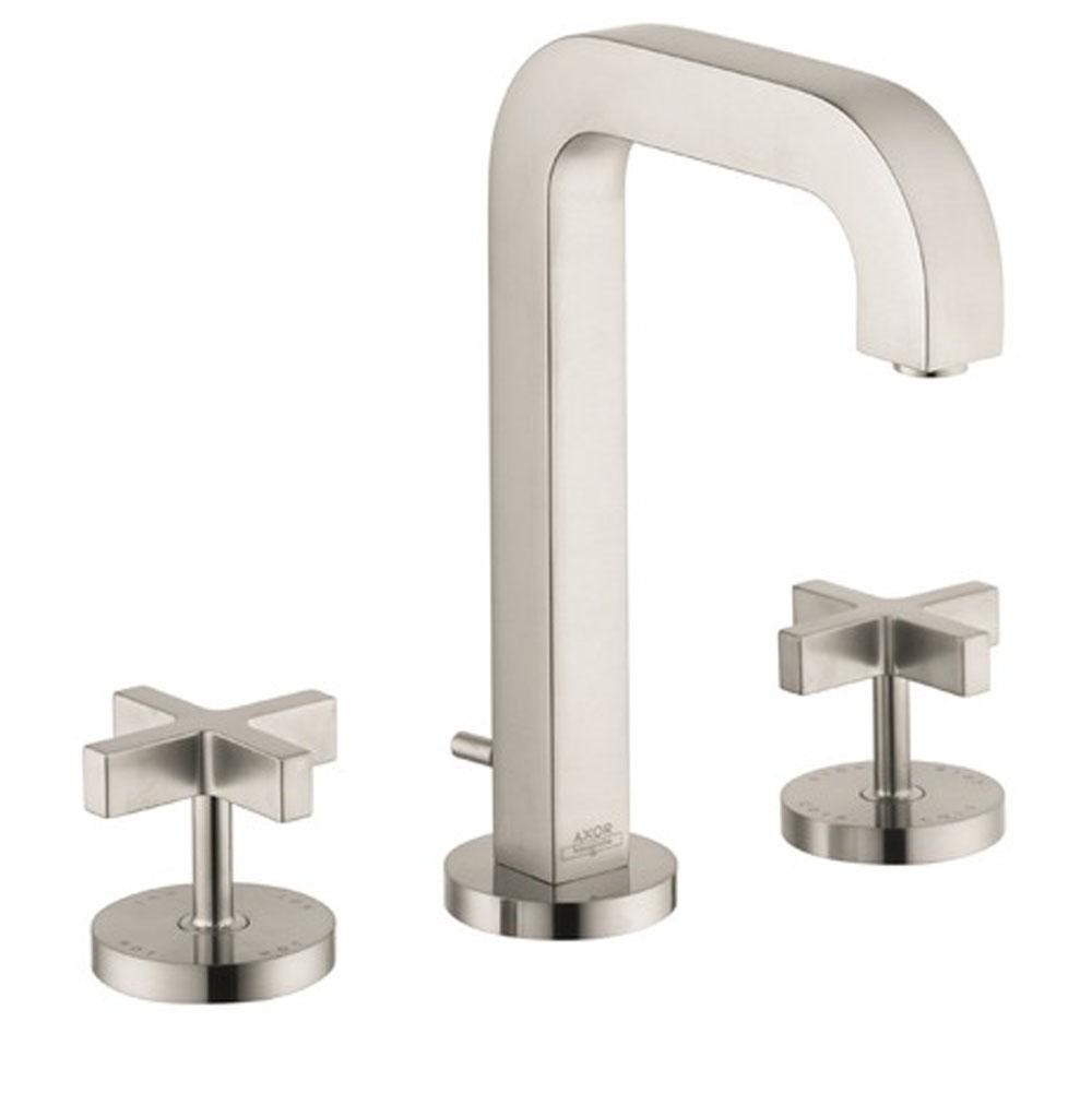 Axor - AXOR Citterio Widespread Faucet 170 with Cross Handles and Pop-Up Drain, 1.2 GPM in Brushed Nickel - Brushed Nickel