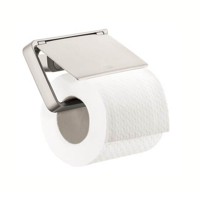 Axor - AXOR Universal SoftSquare Toilet Paper Holder with Cover in Brushed Nickel - Brushed Nickel