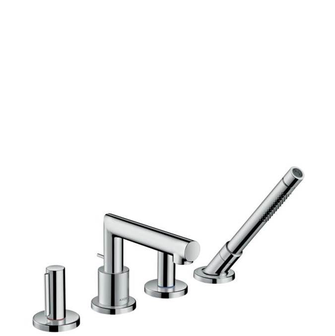 Axor - AXOR Uno 4-Hole Roman Tub Set Trim with Zero Handles and 1.75 GPM Handshower in Chrome - Chrome
