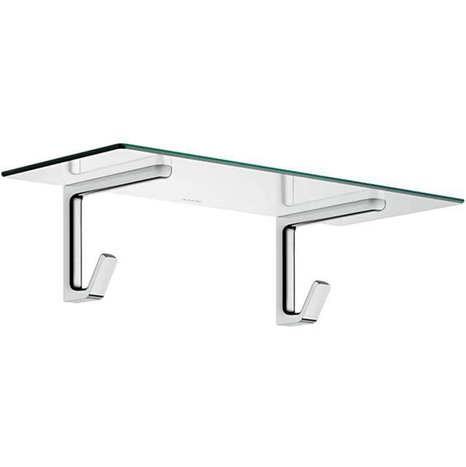 Axor - AXOR Universal SoftSquare Towel Shelf with Robe Hooks in Brushed Nickel - Brushed Nickel