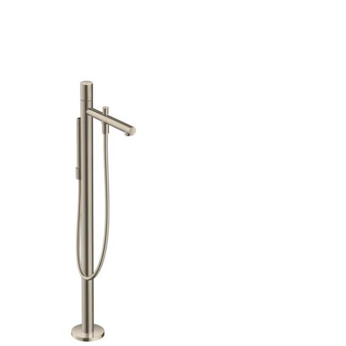 Axor - AXOR Uno Freestanding Tub Filler Trim with Zero Handle and 1.75 GPM Handshower in Brushed Nickel - Brushed Nickel