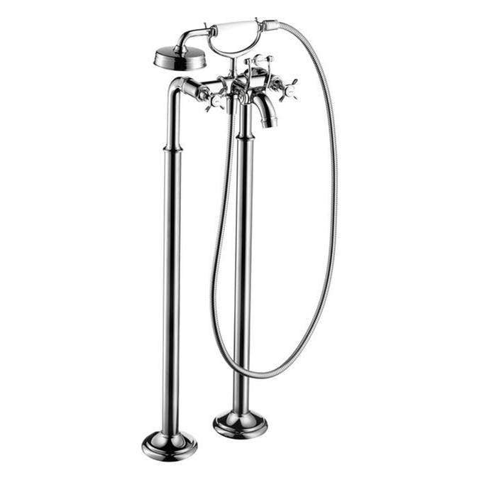 Axor - AXOR Montreux 2-Handle Freestanding Tub Filler Trim with Cross Handles and 1.8 GPM Handshower in Chrome - Chrome