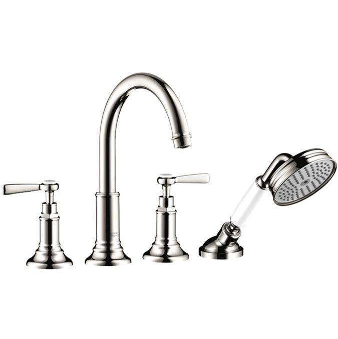 Axor - AXOR Montreux 4-Hole Roman Tub Set Trim with Lever Handles and 1.8 GPM Handshower in Polished Nickel - Polished Nickel