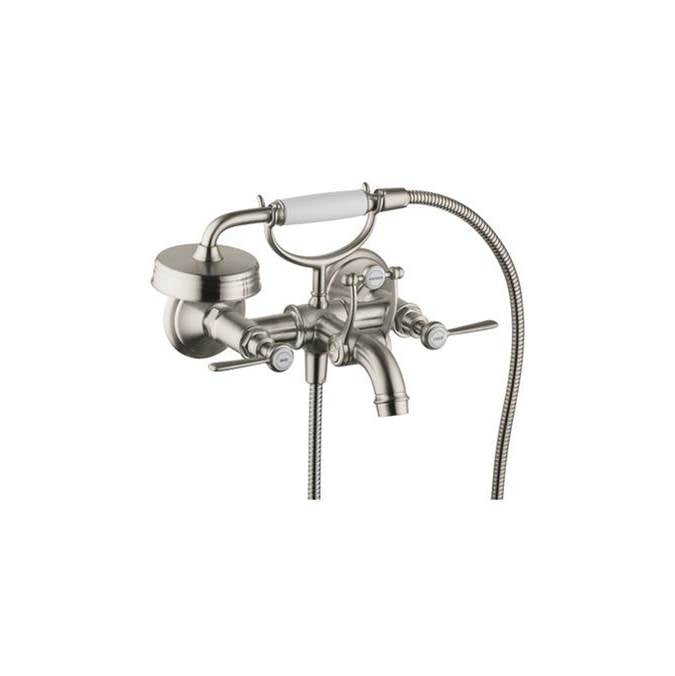 Axor - AXOR Montreux 2-Handle Wall-Mounted Tub Filler with Lever Handles and 1.8 GPM Handshower in Brushed Nickel - Brushed Nickel