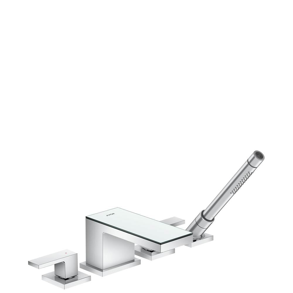 Axor - AXOR MyEdition 4-Hole Roman Tub Set Trim with 1.75 GPM Handshower in Chrome / Mirror Glass - Chrome / Mirror Glass