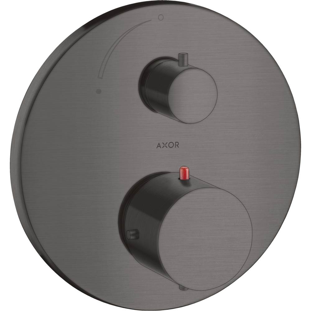 Axor - AXOR Starck Thermostatic Trim with Volume Control in Brushed Black Chrome - Brushed Black Chrome