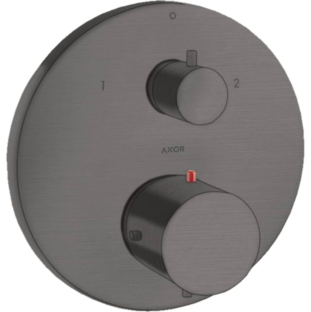 Axor - AXOR Starck Thermostatic Trim with Volume Control and Diverter in Brushed Black Chrome - Brushed Black Chrome