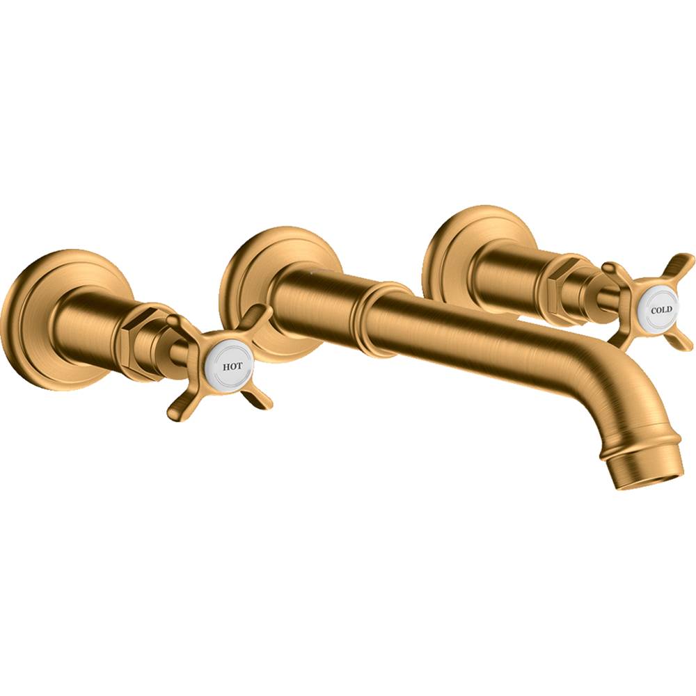 Axor - AXOR Montreux Wall-Mounted Widespread Faucet Trim with Cross Handles, 1.2 GPM in Brushed Gold Optic - Brushed Gold Optic