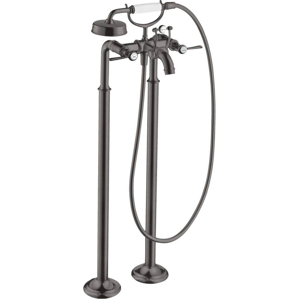 Axor - AXOR Montreux 2-Handle Freestanding Tub Filler Trim with Lever Handles and 1.8 GPM Handshower in Brushed Black Chrome - Brushed Black Chrome