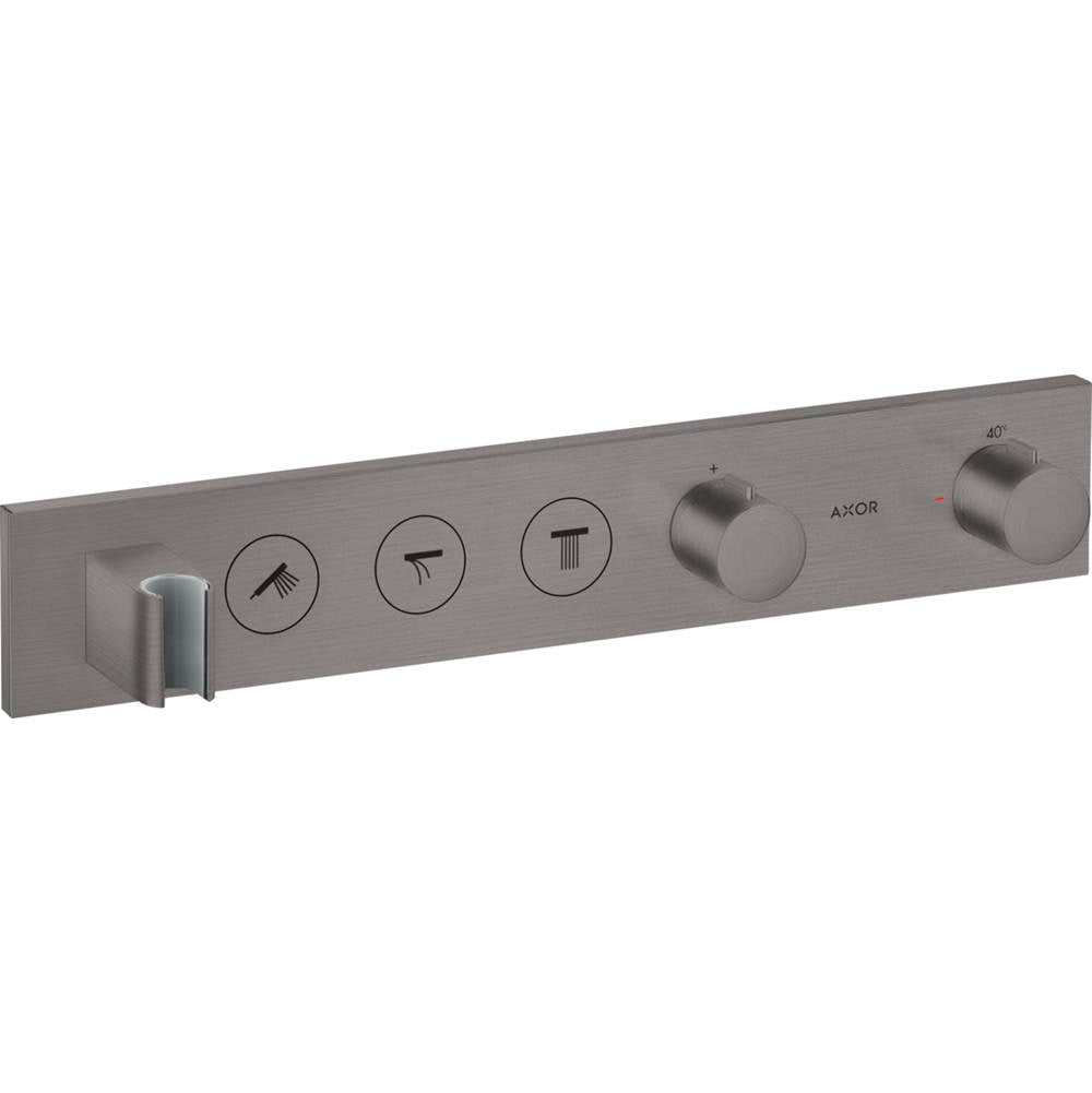 Axor - ShowerSolutions Thermostatic Module Trim Select for 3 Functions in Brushed Black Chrome - Brushed Black Chrome