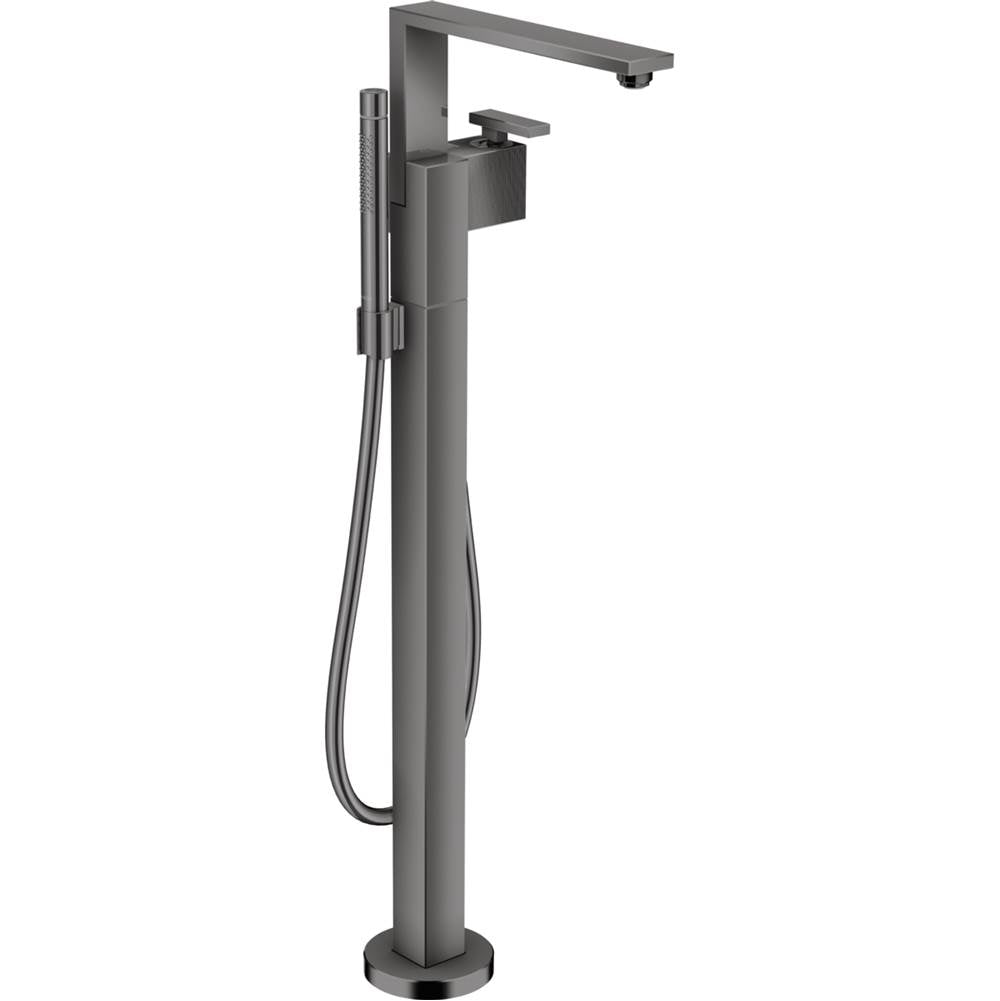 Axor - AXOR Edge Freestanding Tub Filler Trim with 1.75 GPM Handshower - Diamond Cut in Polished Black Chrome - Polished Black Chrome