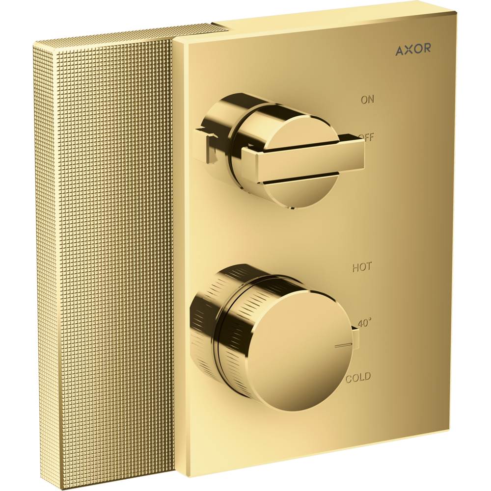 Axor - AXOR Edge Thermostatic Trim with Volume Control - Diamond Cut in Polished Gold Optic - Polished Gold Optic