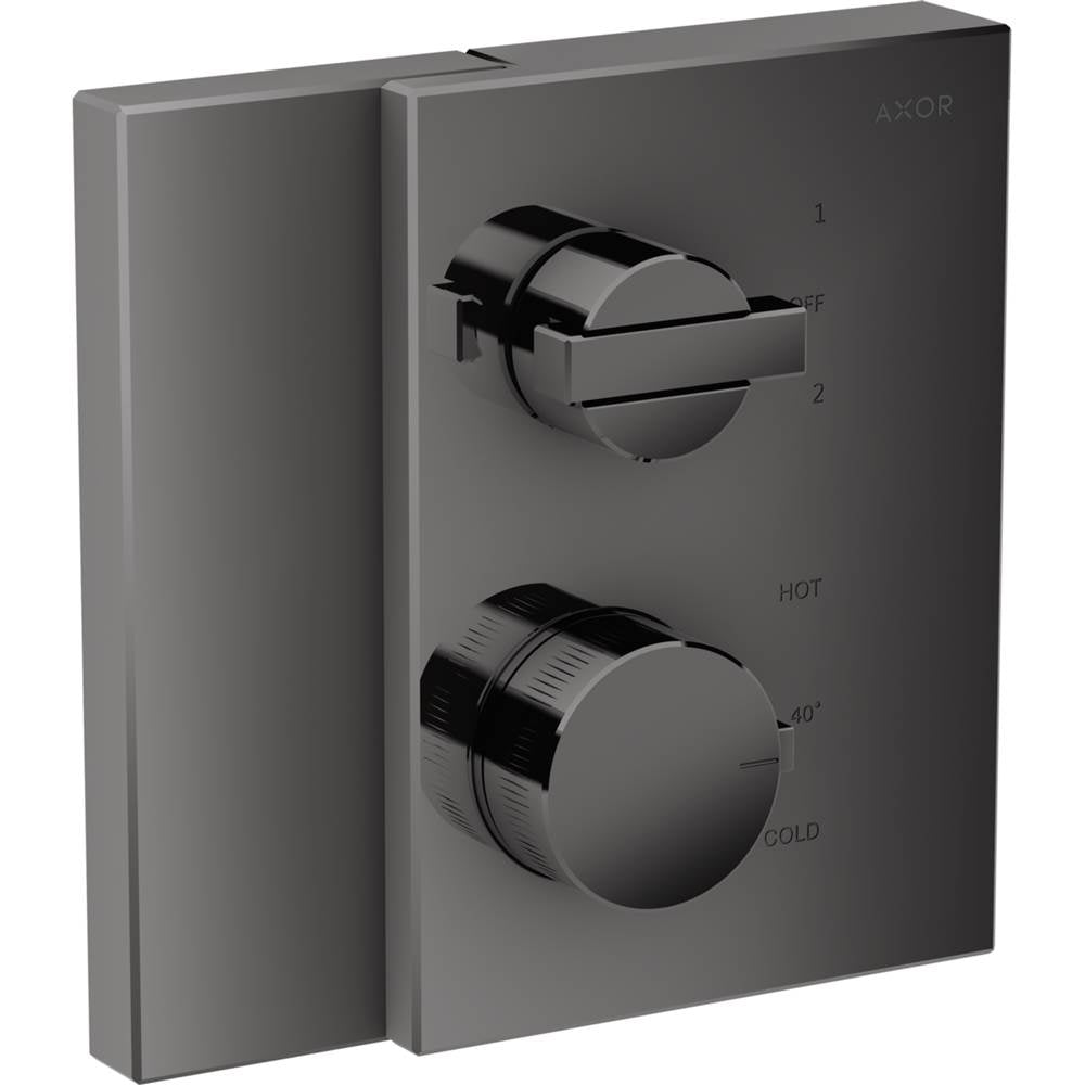 Axor - Edge Thermostatic Trim with Volume Control and Diverter in Polished Black Chrome - Polished Black Chrome