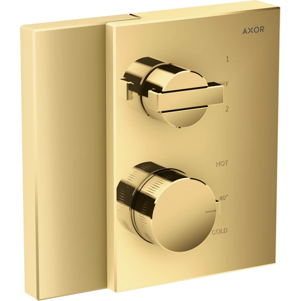 Axor - Edge Thermostatic Trim with Volume Control and Diverter in Polished Gold Optic - Polished Gold Optic