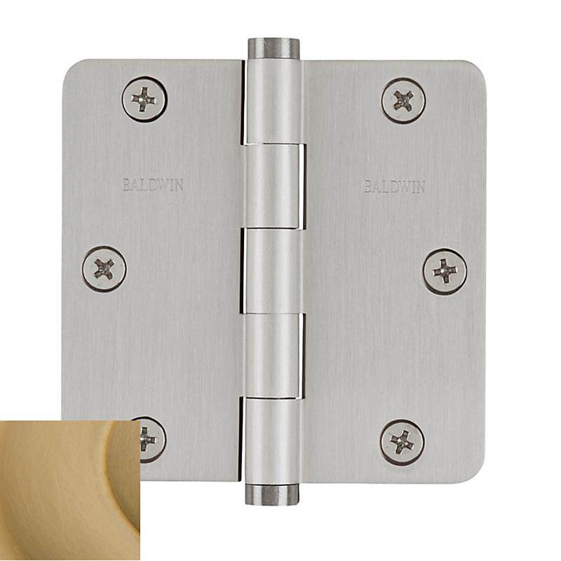 Baldwin - 1435 1/4 RAD CNR HINGE - Vintage Brass