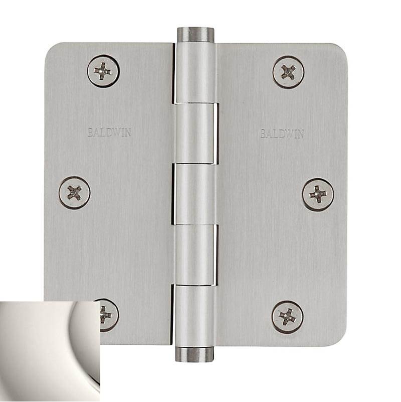 Baldwin - 1435 1/4 RAD CNR HINGE - Polished Nickel