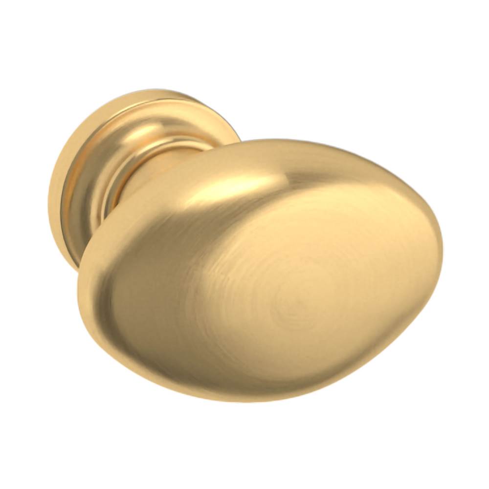 Baldwin - 4910 OVAL KNOB 1.125x0.75IN - Liefetime Satin Brass