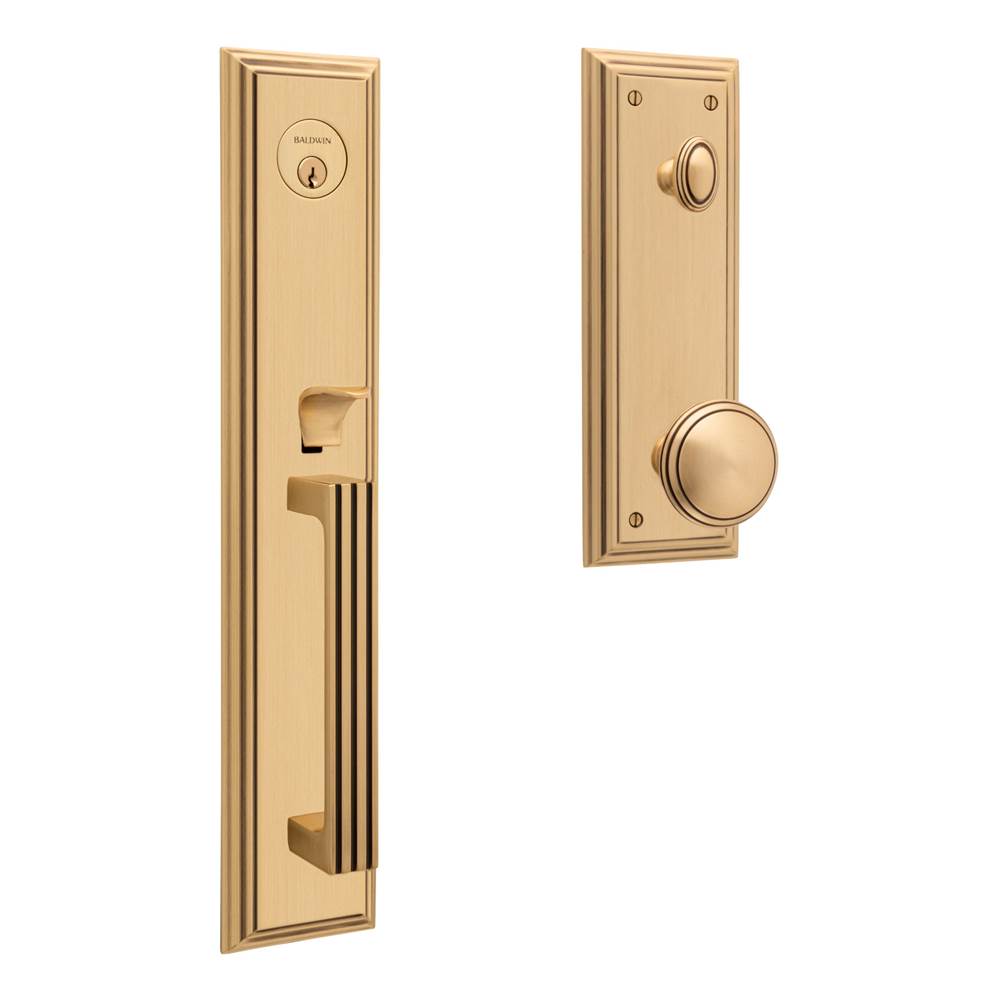 Baldwin - Tremont Full Escutcheon - Emergency Egress - Single Cylinder less knob - Satin Brass,Brown