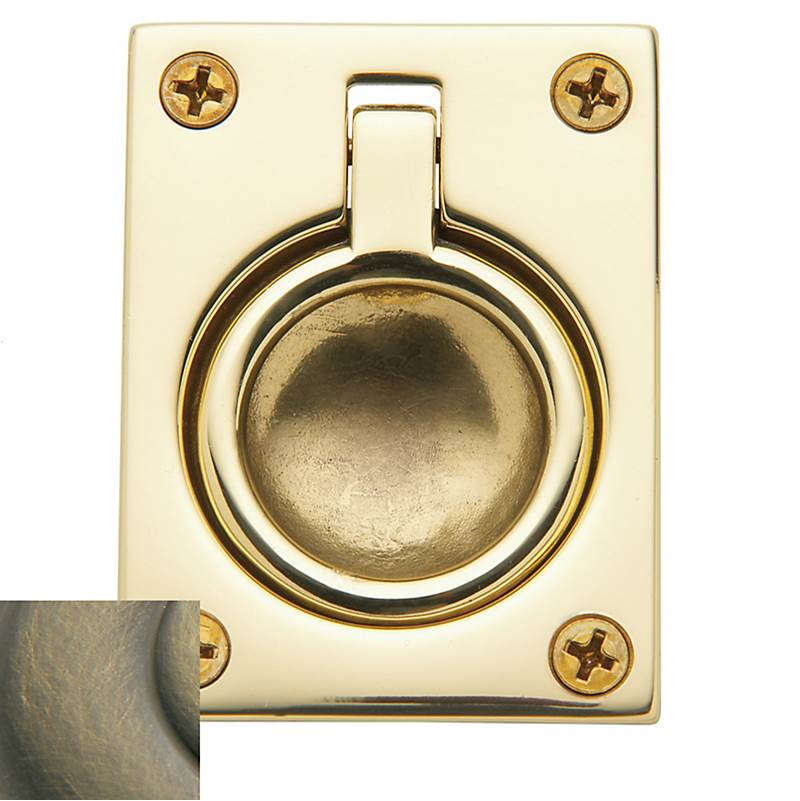 Baldwin - 0394 FLUSH RING PULL 050 - Satin Brass and Black