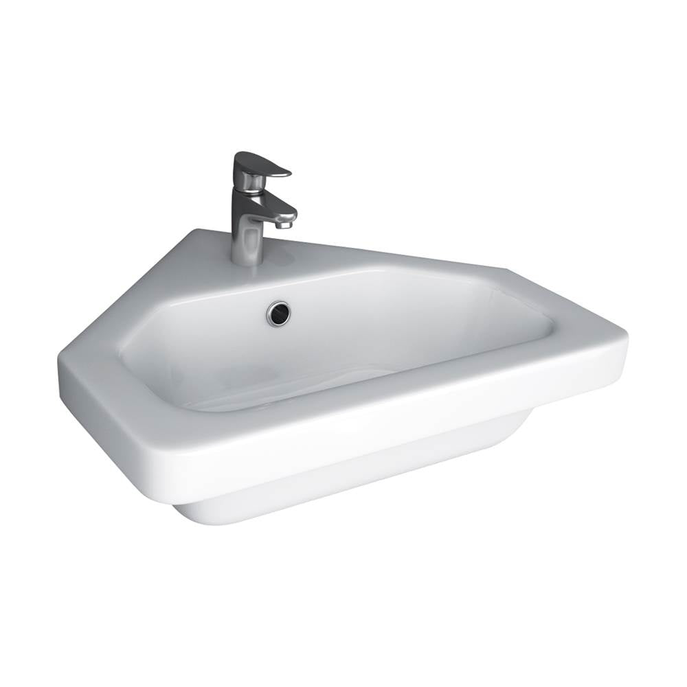 Barclay - Resort Corner Wall Hung Basin 1-Hole, White - White