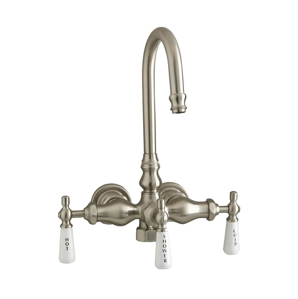 Barclay - Leg Tub Diverter w/Porcelain Lvr Hdle, Acry Tub, Brsh Nick - Satin Nickel