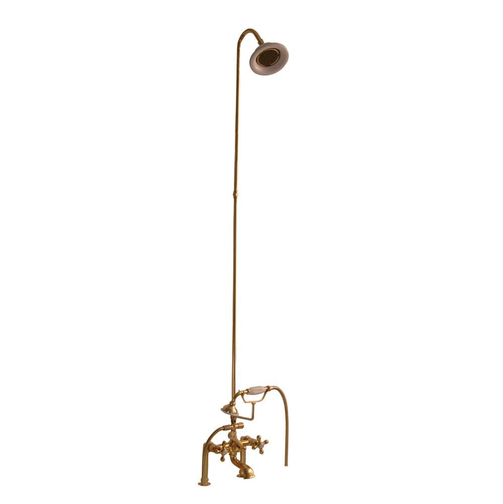 Barclay - Elephant Spout, Riser, Shower head, Crs Hdle, Polished Brass - Polished Brass