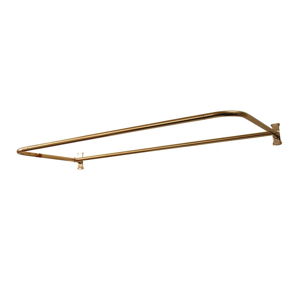 Barclay - 4145 ''D'' Shower Rod, 48 x 26'', w/Flanges, Polished Brass - Polished Brass